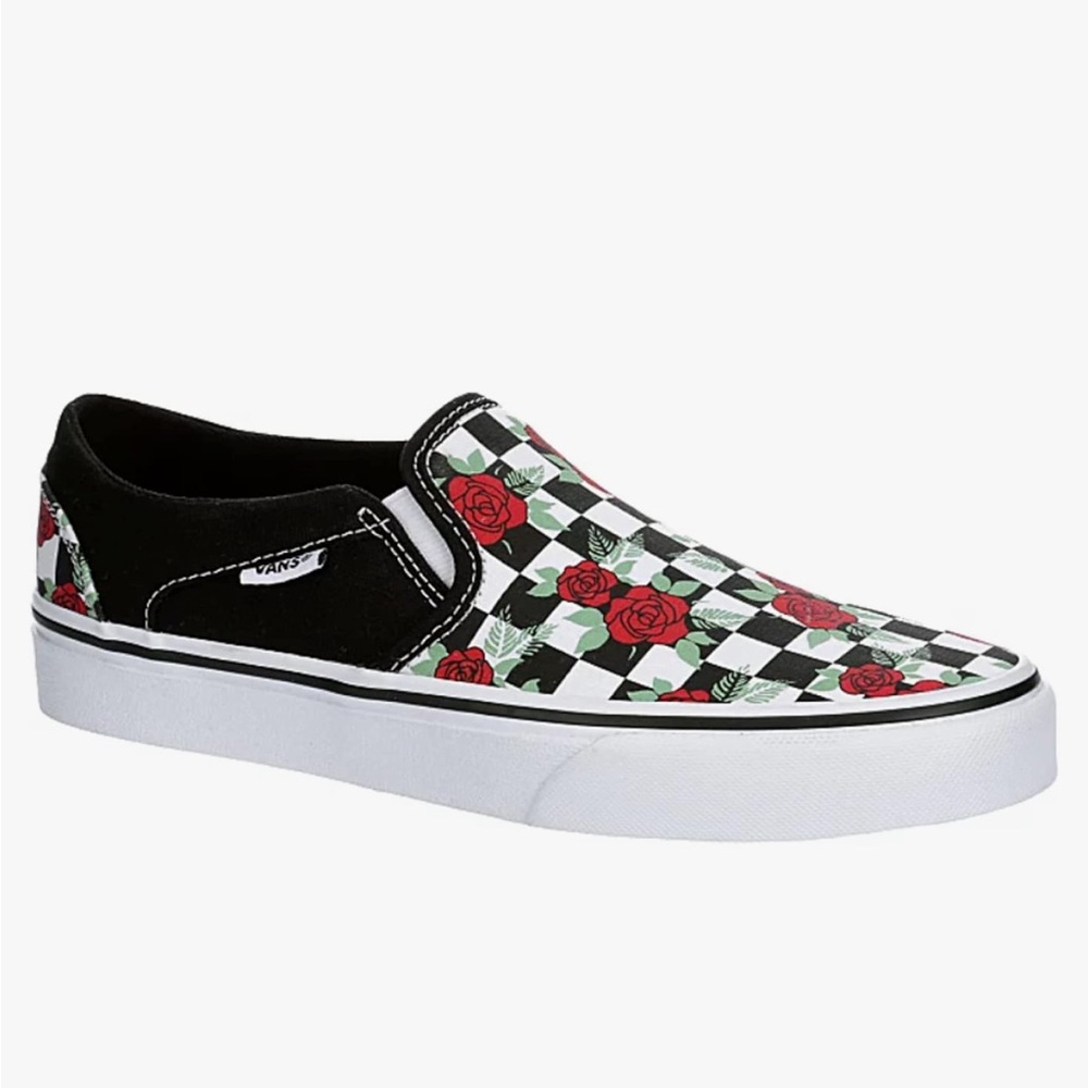 Vans Rose Checkered Asher Checkered Unisex Slip-Ons Sneakers sz 6
